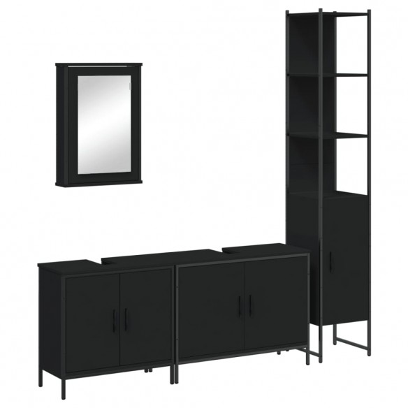 Ensemble de meubles salle de bain 4 pcs noir bois d'ingénierie