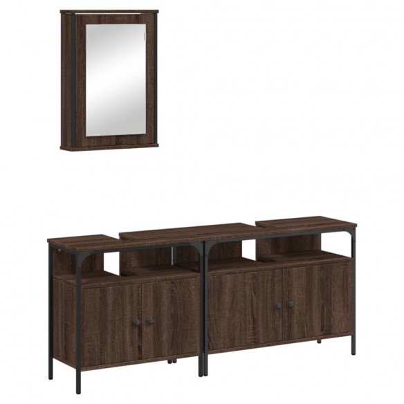 Ensemble de meubles de salle de bain 3 pcs Chêne marron