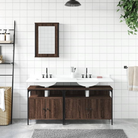 Ensemble de meubles de salle de bain 3 pcs Chêne marron