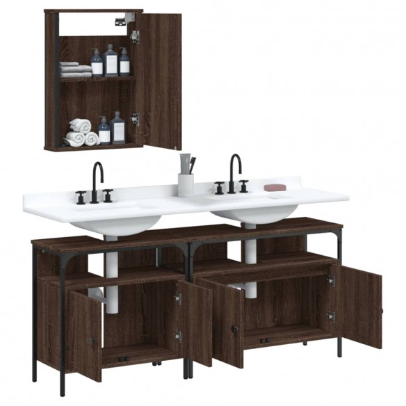 Ensemble de meubles de salle de bain 3 pcs Chêne marron