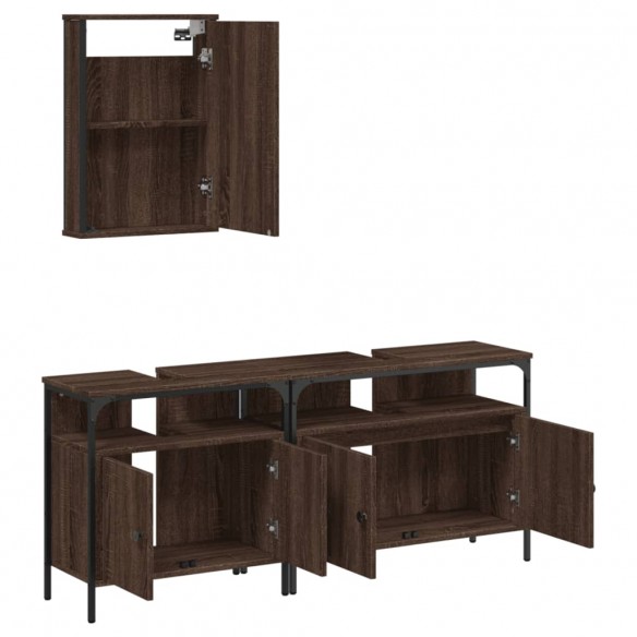 Ensemble de meubles de salle de bain 3 pcs Chêne marron