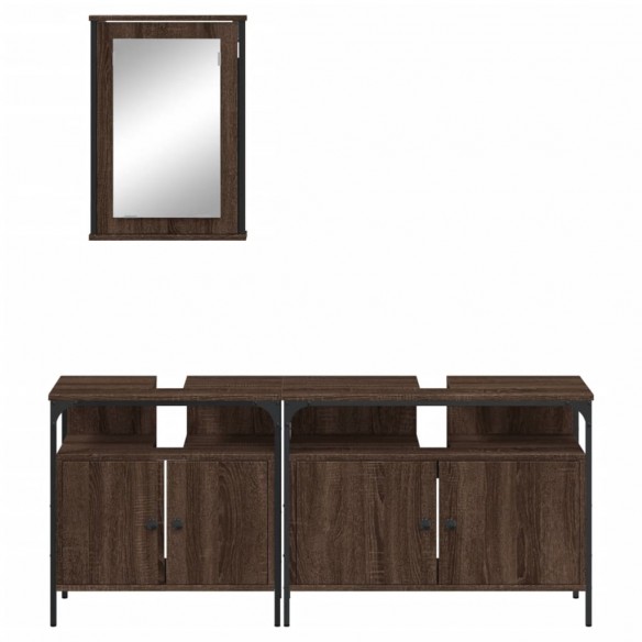 Ensemble de meubles de salle de bain 3 pcs Chêne marron