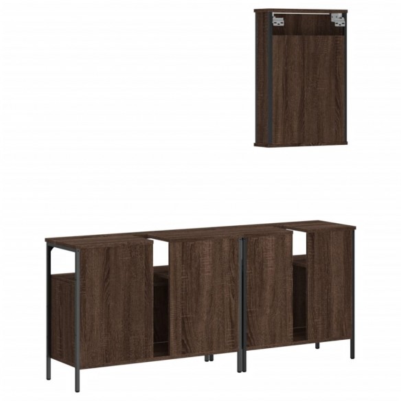 Ensemble de meubles de salle de bain 3 pcs Chêne marron