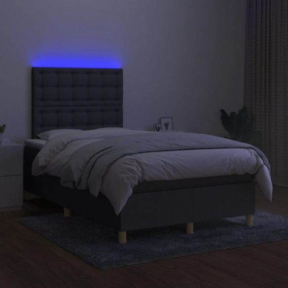 Cadre de lit matelas LED gris foncé 120x190 cm tissu