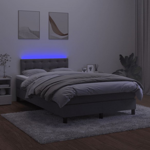 Cadre de lit avec matelas LED gris foncé 120x190 cm