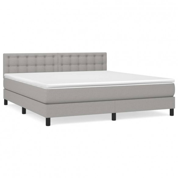 Cadre de lit avec matelas Gris clair 160x200cm Tissu