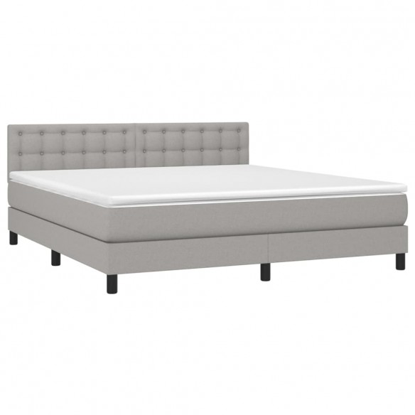 Cadre de lit avec matelas Gris clair 160x200cm Tissu