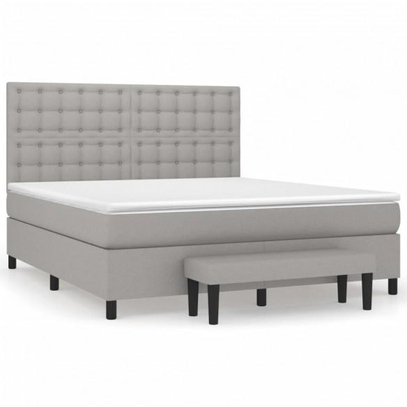 Cadre de lit avec matelas Gris clair 160x200cm Tissu