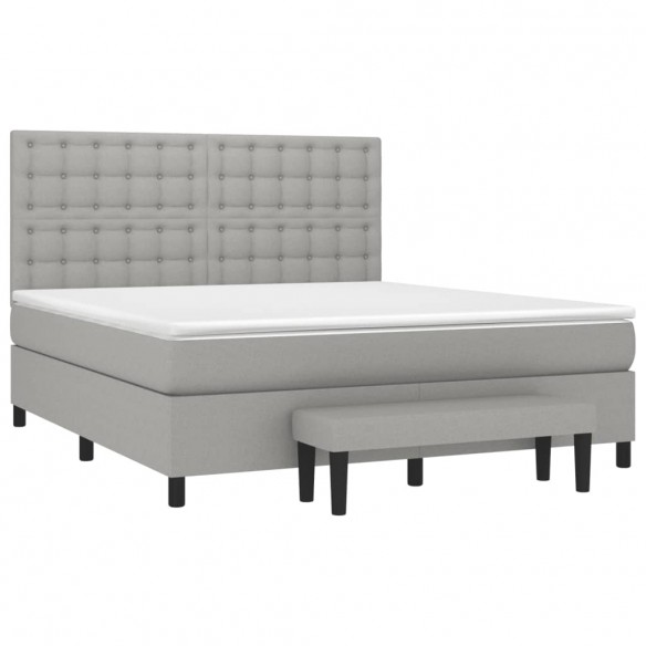 Cadre de lit avec matelas Gris clair 160x200cm Tissu