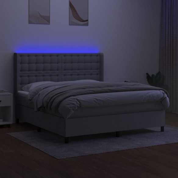 Cadre de lit matelas LED Gris clair 160x200 cm Tissu