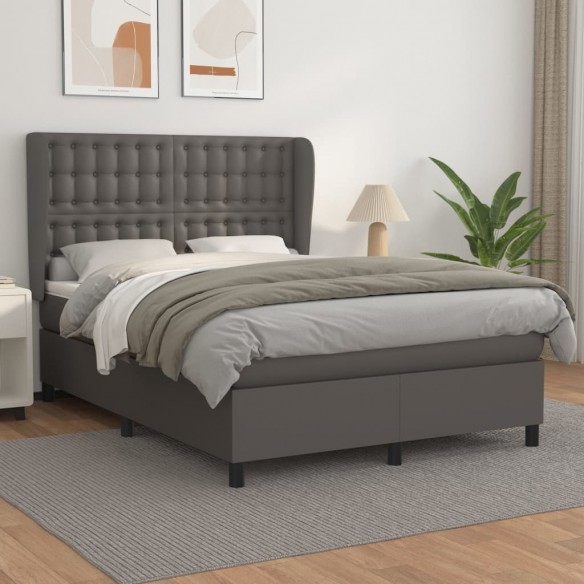 Cadre de lit avec matelas Gris 140x200 cm Similicuir