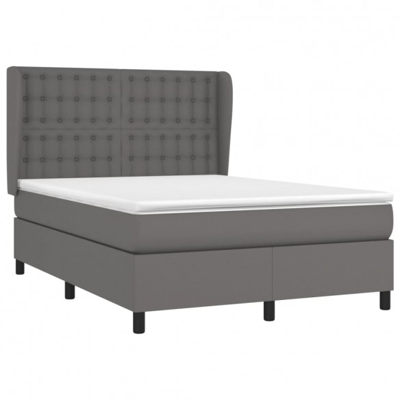 Cadre de lit avec matelas Gris 140x200 cm Similicuir