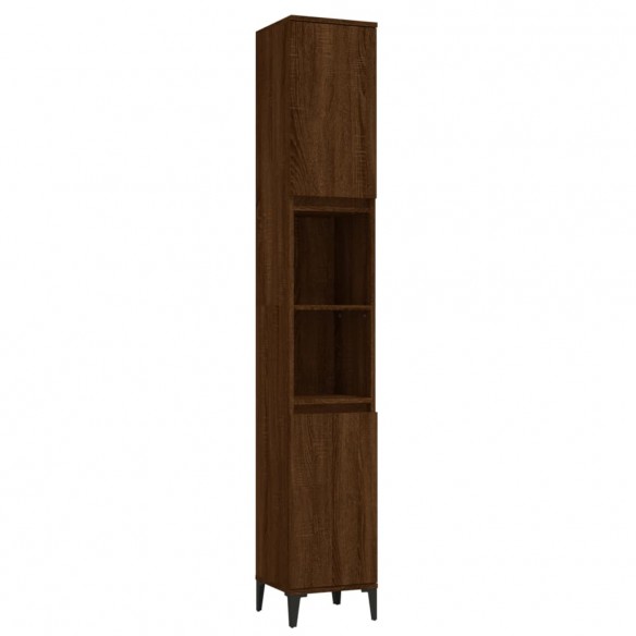 Armoire de bain chêne marron 30x30x190 cm bois d'ingénierie