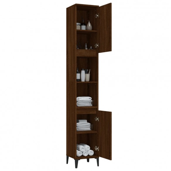 Armoire de bain chêne marron 30x30x190 cm bois d'ingénierie