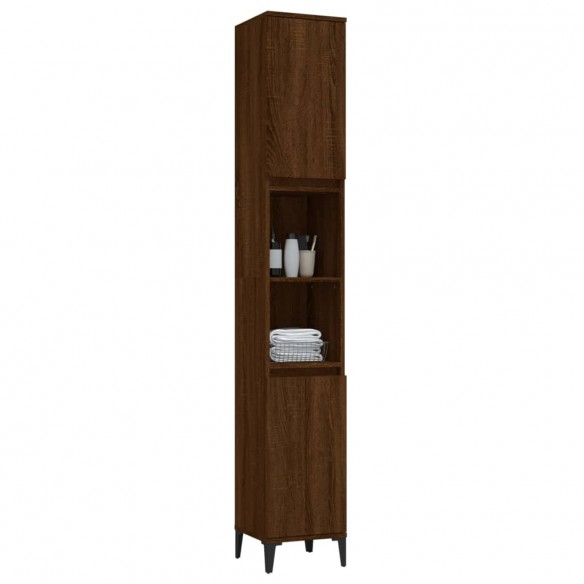 Armoire de bain chêne marron 30x30x190 cm bois d'ingénierie