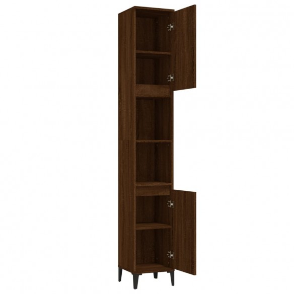 Armoire de bain chêne marron 30x30x190 cm bois d'ingénierie