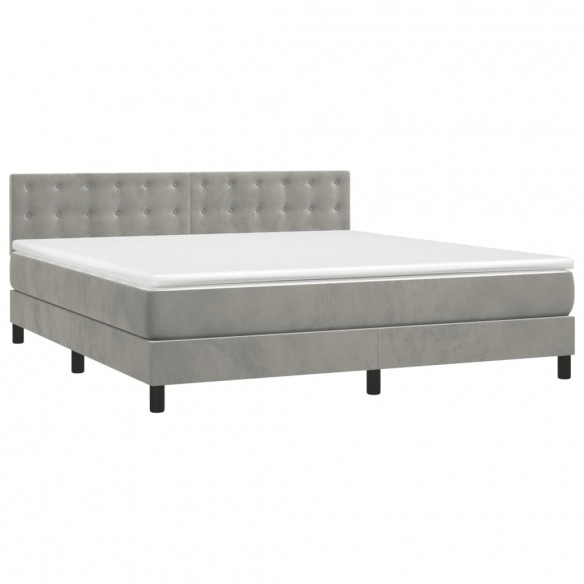 Cadre de lit matelas et LED Gris clair 160x200 cm