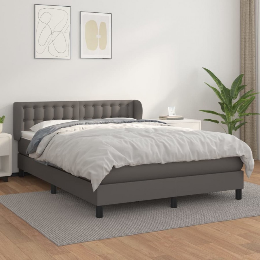 Cadre de lit avec matelas Gris 140x200 cm Similicuir