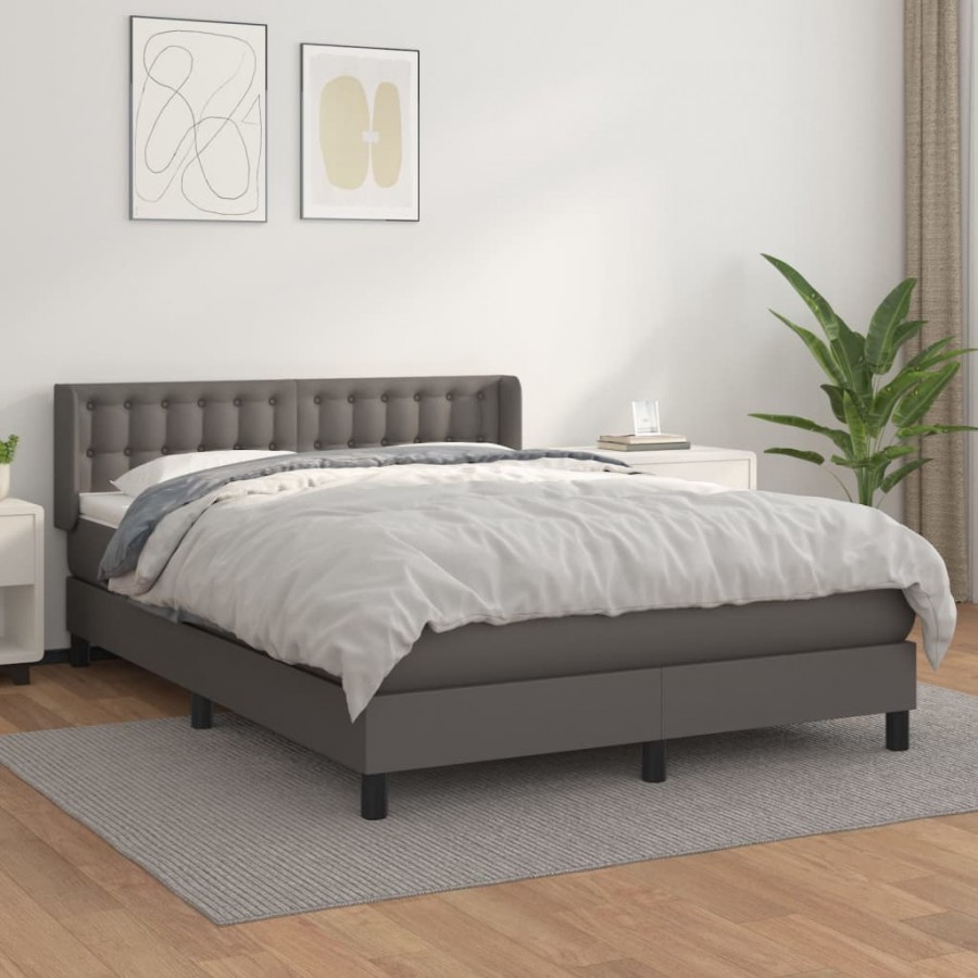 Cadre de lit avec matelas Gris 140x200 cm Similicuir