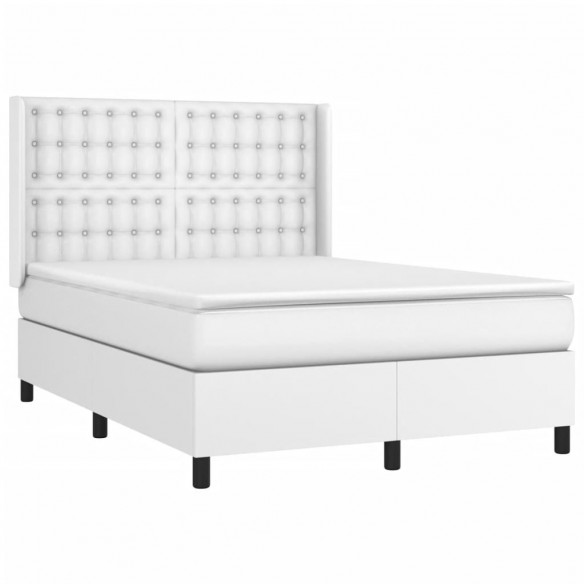 Cadre de lit matelas LED Blanc 140x200 cm Similicuir