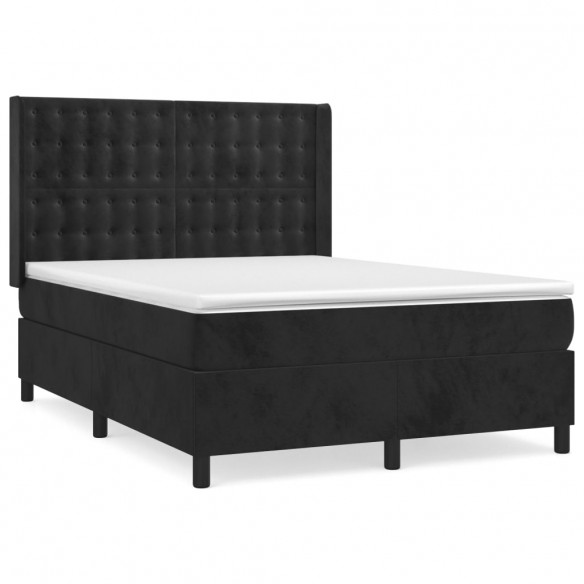 Cadre de lit avec matelas Noir 140x190 cm Velours