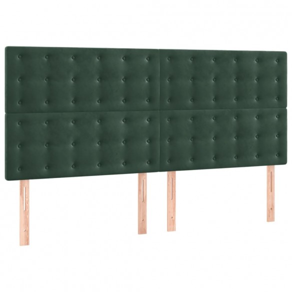 Cadre de lit avec tête de lit Vert foncé 140x190 cm Velours