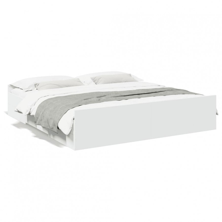 Cadre de lit avec tiroirs blanc...