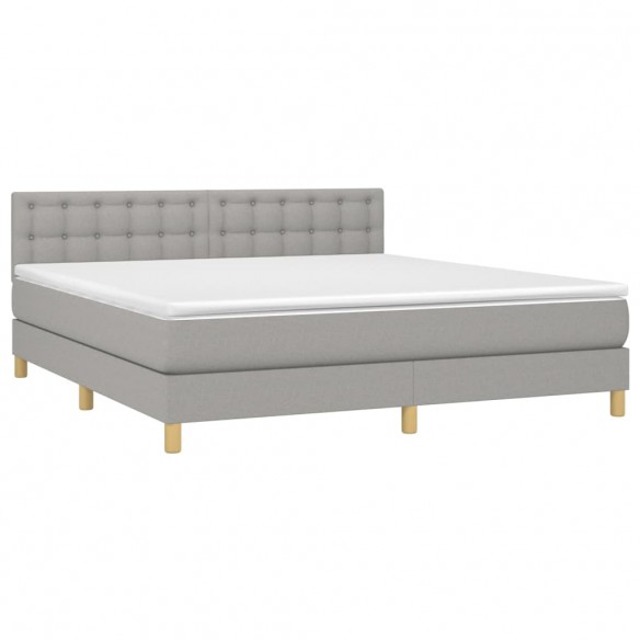 Cadre de lit avec matelas Gris clair 160x200cm Tissu