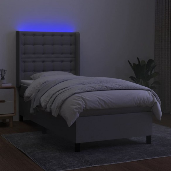 Cadre de lit matelas LED Gris clair 80x200cm Tissu