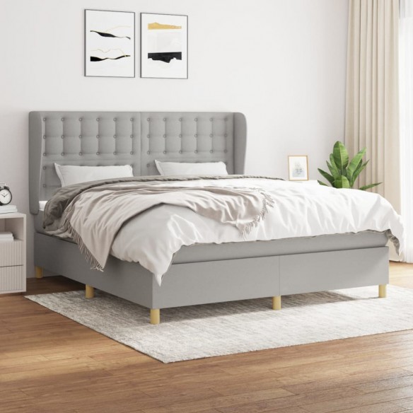 Cadre de lit avec matelas Gris clair 160x200cm Tissu