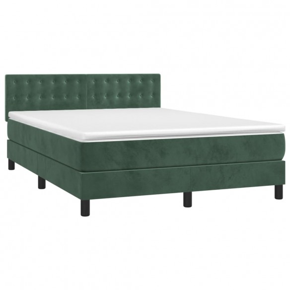 Cadre de lit et matelas Vert foncé 140x200cm Velours