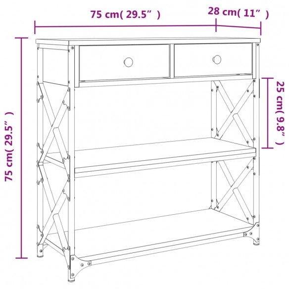 Table console noir 75x28x75 cm bois d'ingénierie