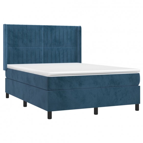 Cadre de lit matelas et LED Bleu foncé 140x200 cm