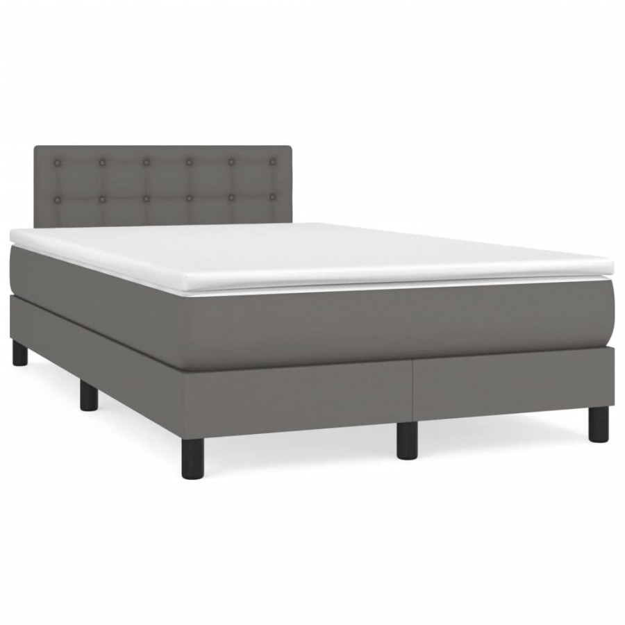 Cadre de lit avec matelas gris 120x190 cm similicuir