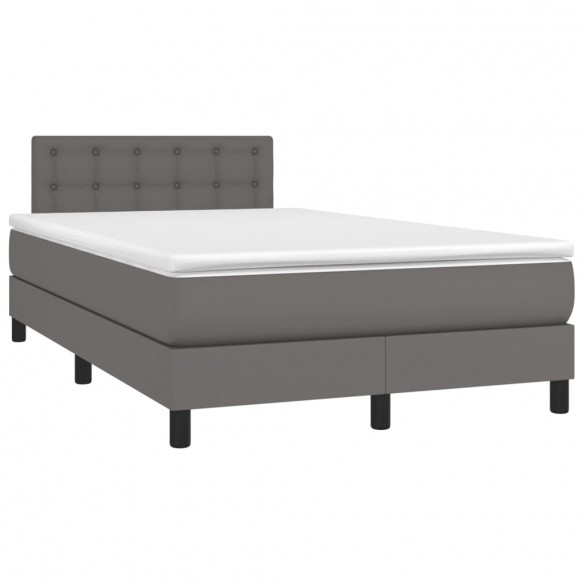 Cadre de lit avec matelas gris 120x190 cm similicuir