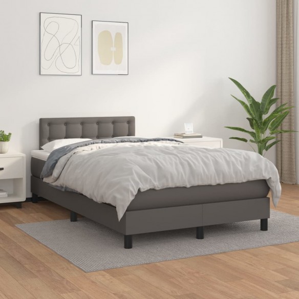 Cadre de lit avec matelas gris 120x190 cm similicuir