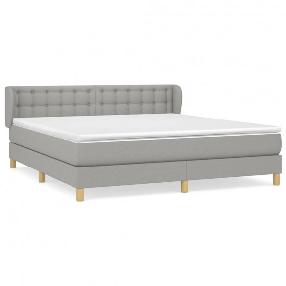 Cadre de lit avec matelas Gris clair 160x200cm Tissu