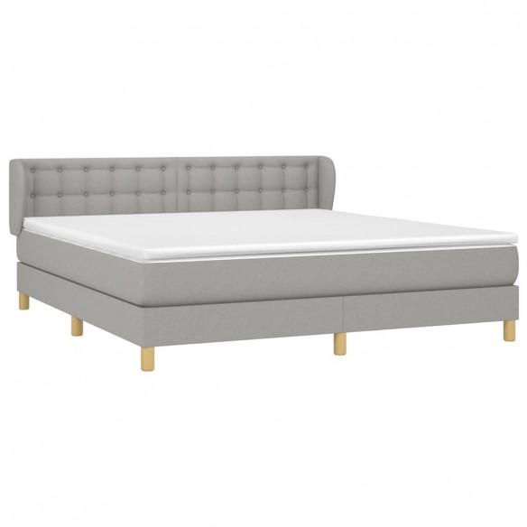 Cadre de lit avec matelas Gris clair 160x200cm Tissu