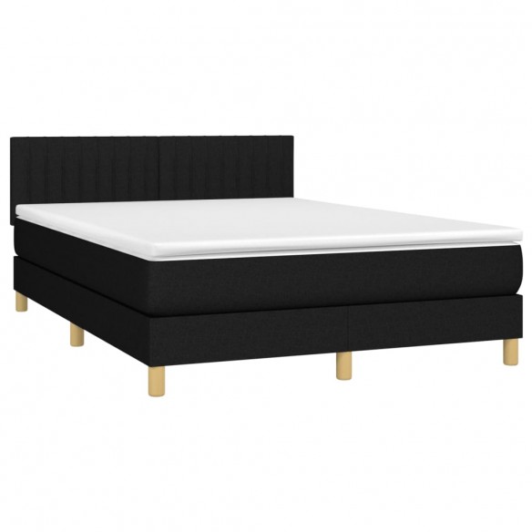 Cadre de lit avec matelas LED Noir 140x190 cm Tissu