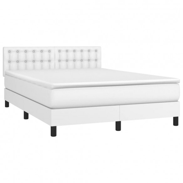 Cadre de lit avec matelas et LED Blanc 140x190 cm