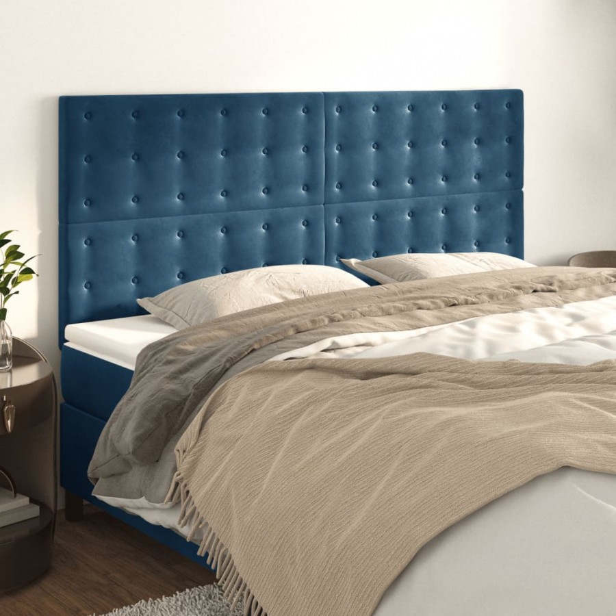 Têtes de lit 4 pcs Bleu foncé...