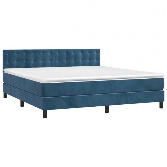 Cadre de lit matelas et LED Bleu foncé 160x200 cm