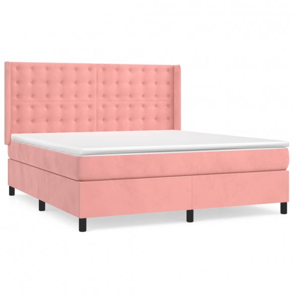 Cadre de lit avec matelas Rose 160x200 cm Velours