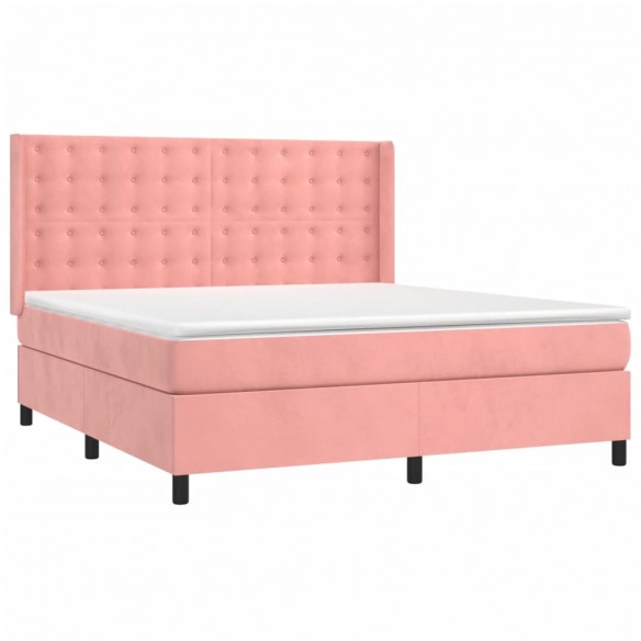 Cadre de lit avec matelas Rose 160x200 cm Velours