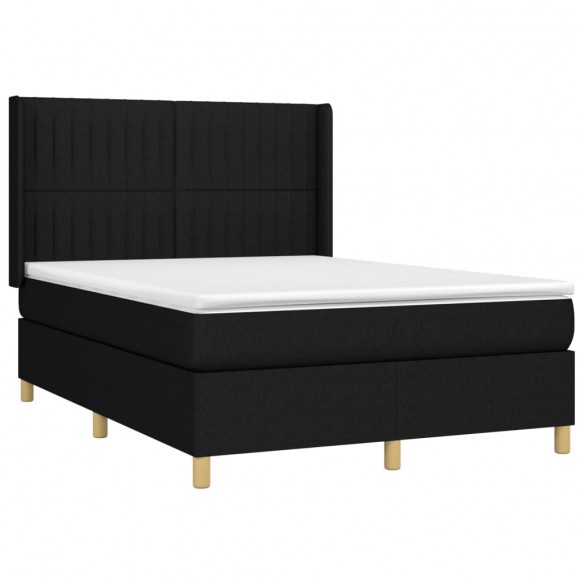 Cadre de lit matelas et LED Noir 140x190 cm Tissu