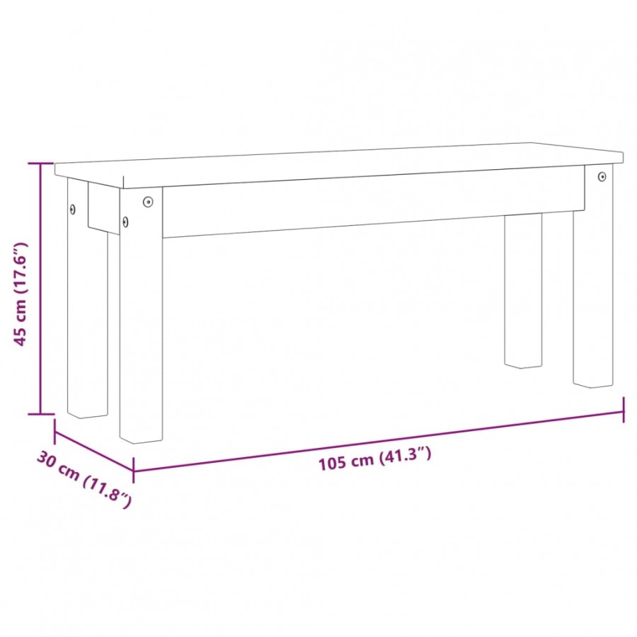 Banc à manger Panama 105x30x45 cm bois massif de pin
