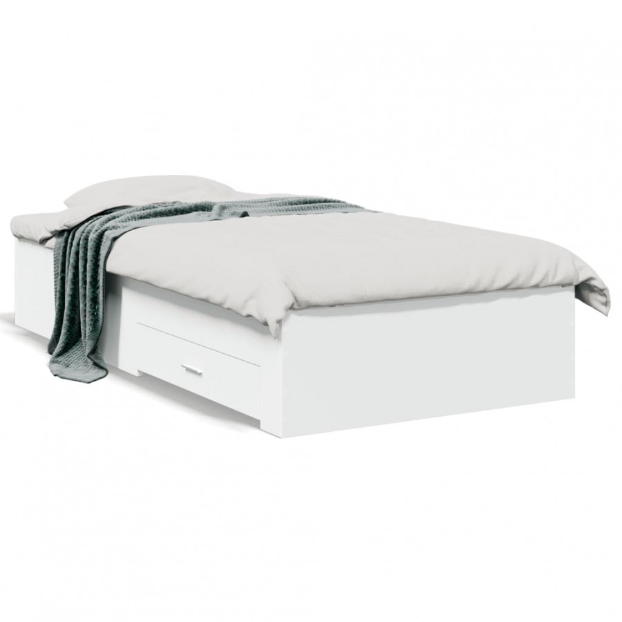 Cadre de lit avec tiroirs blanc...