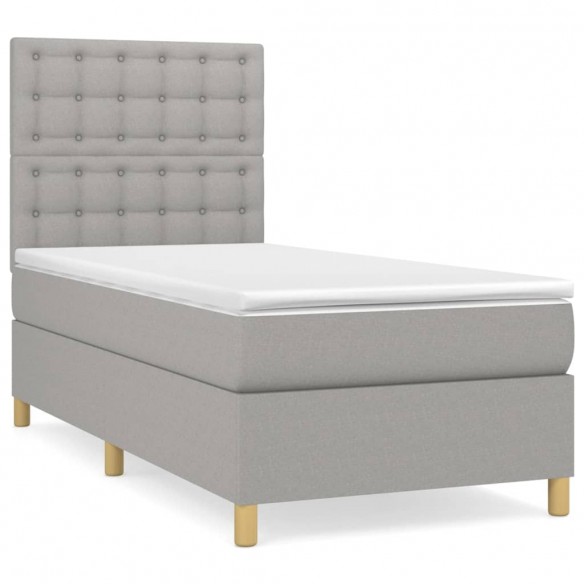 Cadre de lit avec matelas Gris clair 80x200 cm Tissu