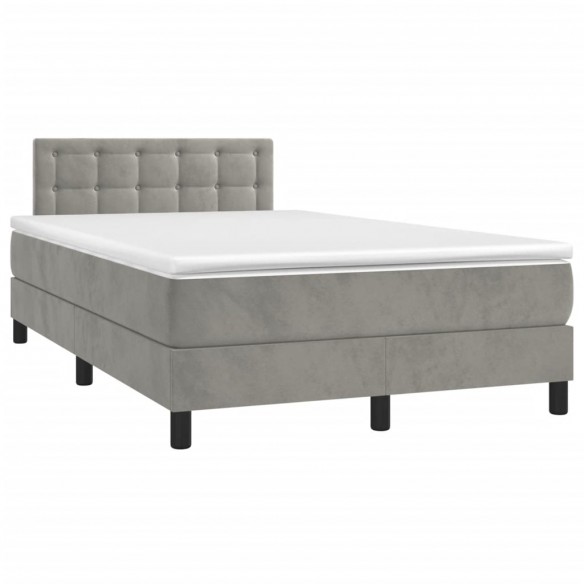 Cadre de lit avec matelas LED gris clair 120x190 cm