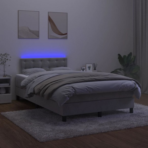 Cadre de lit avec matelas LED gris clair 120x190 cm